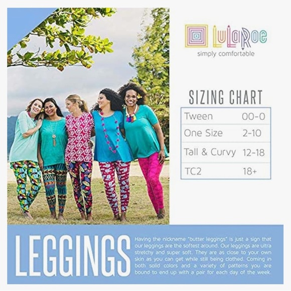 LuLaRoe Women’s TC Multicolor Patterned Leggings - Picture 2 of 2